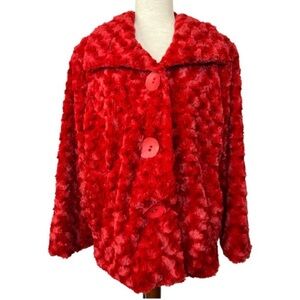 TONI MORGAN women’s red faux fur coat - XL